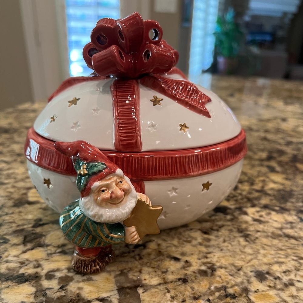 Fitz and Floyd Red and White Holiday Gnome Box